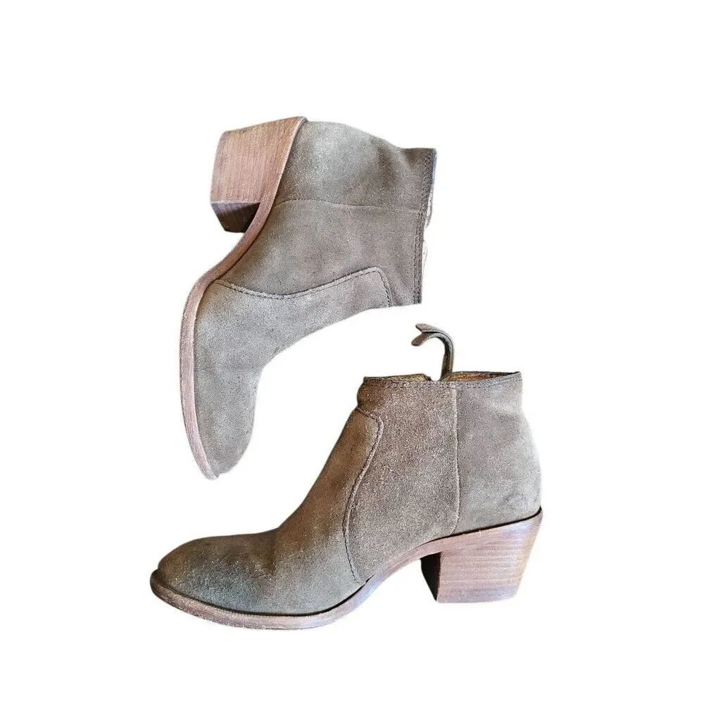 Madewell Boots Women's 7 Tan Suede Leather Janice Ankle Zip Boho Western